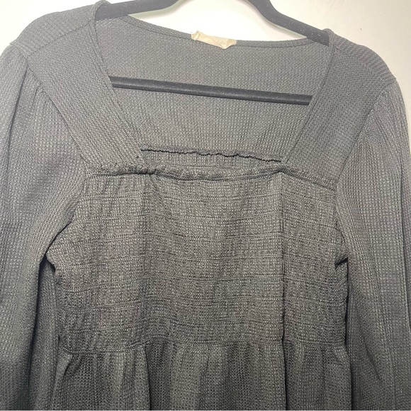 Altar’d State Women’s Black Waffle Knit Peplum Long Sleeve Blouse Top Size L - Picture 3 of 10